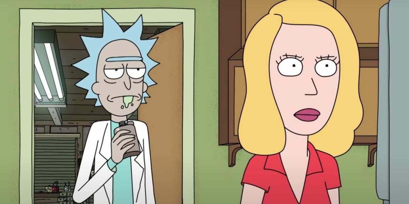 An angry Beth turns her back on Rick in Rick and Morty