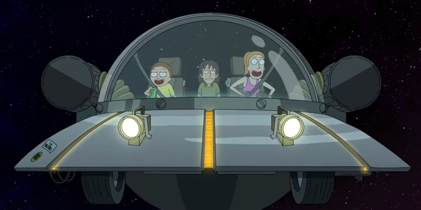 Rick and Morty Summer and Morty steal Rick's car with Bruce Chutback