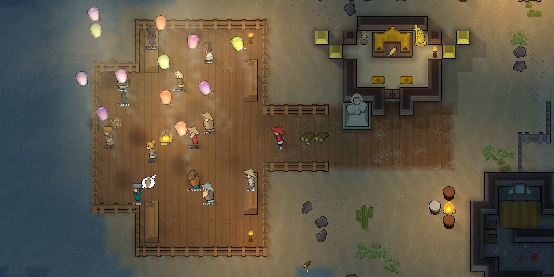 RimWorld screenshot of sky lantern ceremony from Ideology expansion's store page
