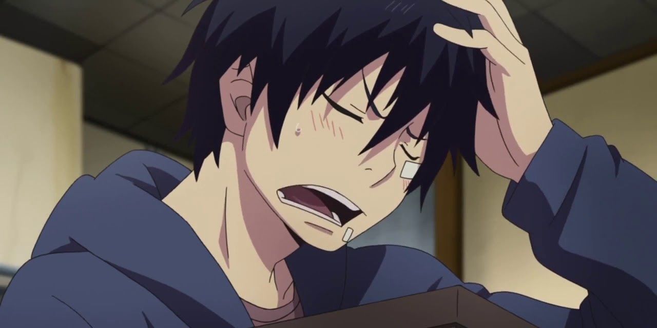 Rin Looking Confused in the Blue Exorcist anime.