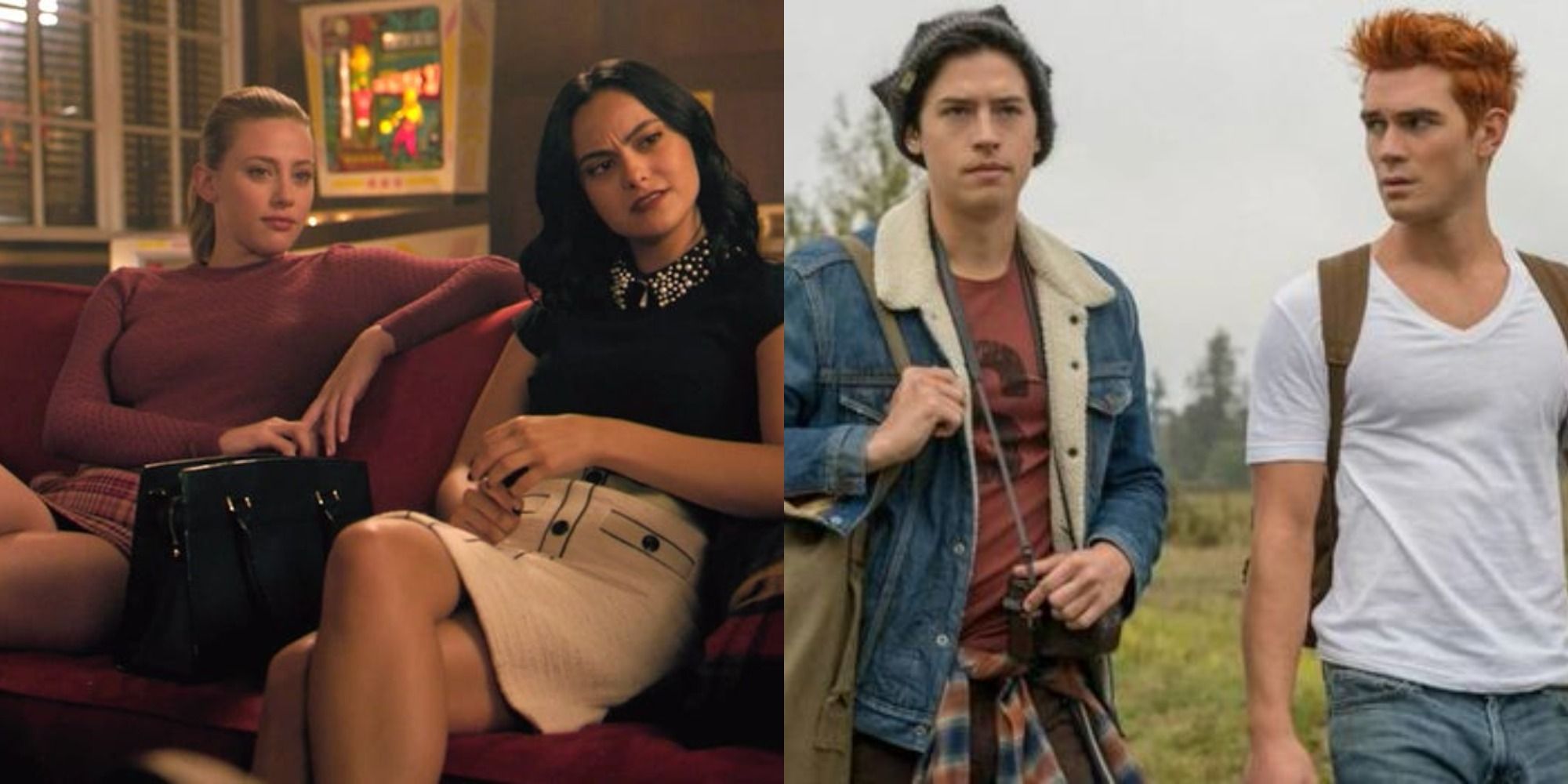 Two side by side images of cast of Riverdale.