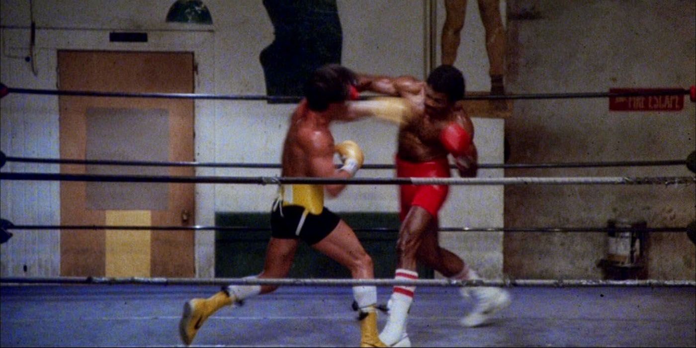 Rocky vs Apollo freeze frame shot.