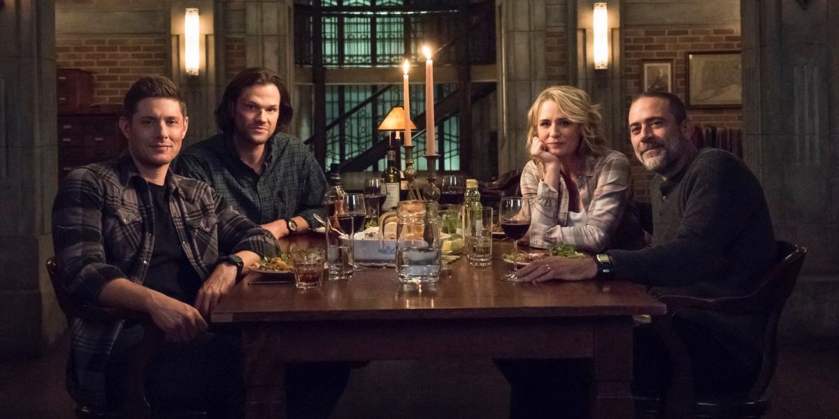 The Winchester family pose for a photo in Supernatural