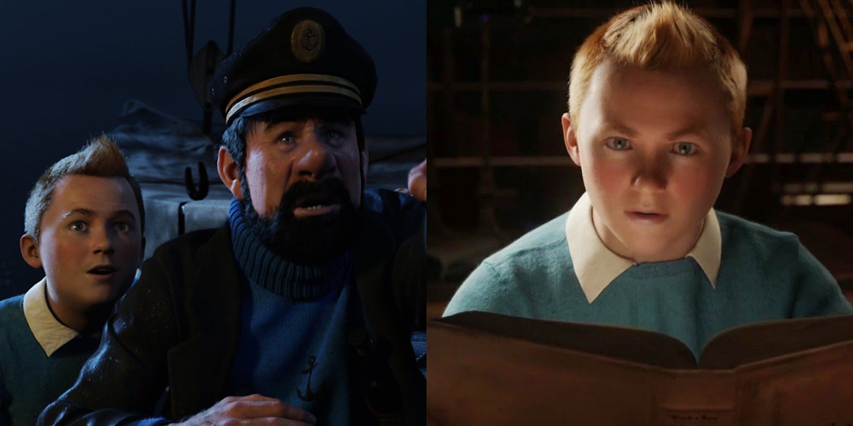 Screenshots of Tintin and Captain Haddock from The Adventures of Tintin