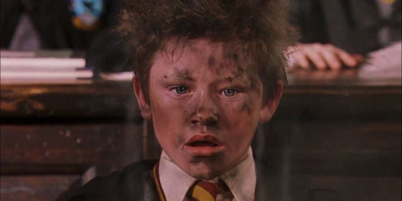Seamus Finnigan after blowing something up in Harry Potter