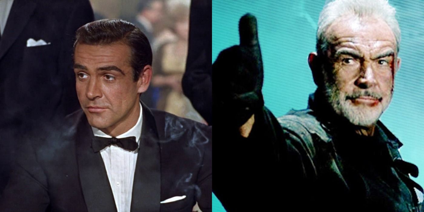 Split image Sean Connery James Bond and The Rock