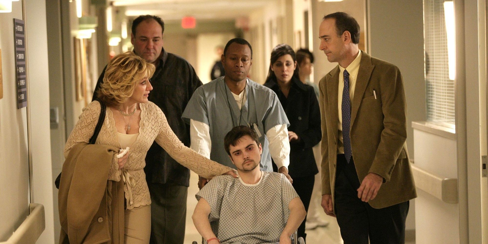 The Sopranos: AJ being wheeled through a hospital