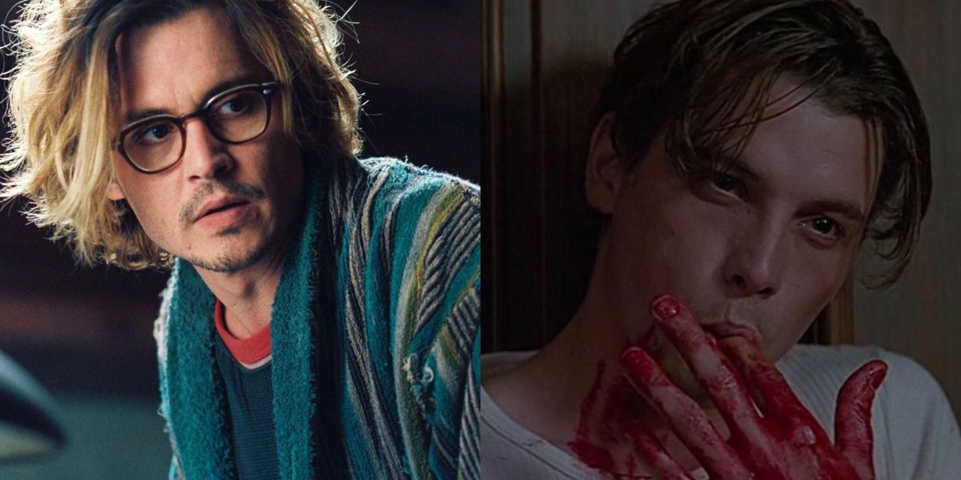 Split image Johnny Depp in Secret Window and Billy Loomis in Scream