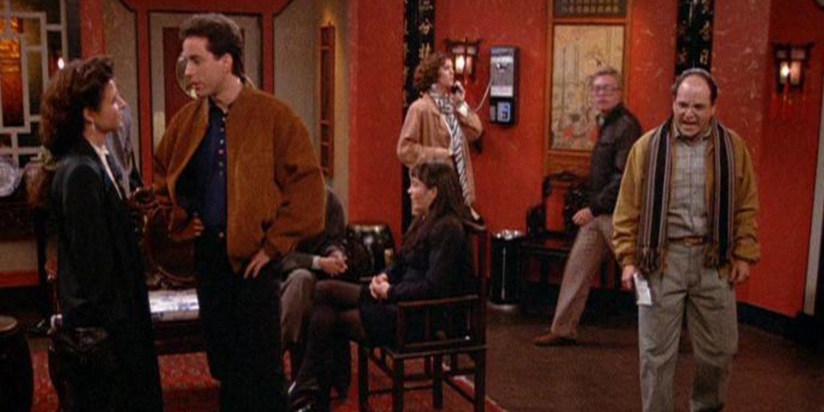 Elaine, Jerry and George at the Chinese restaurant in Seinfeld