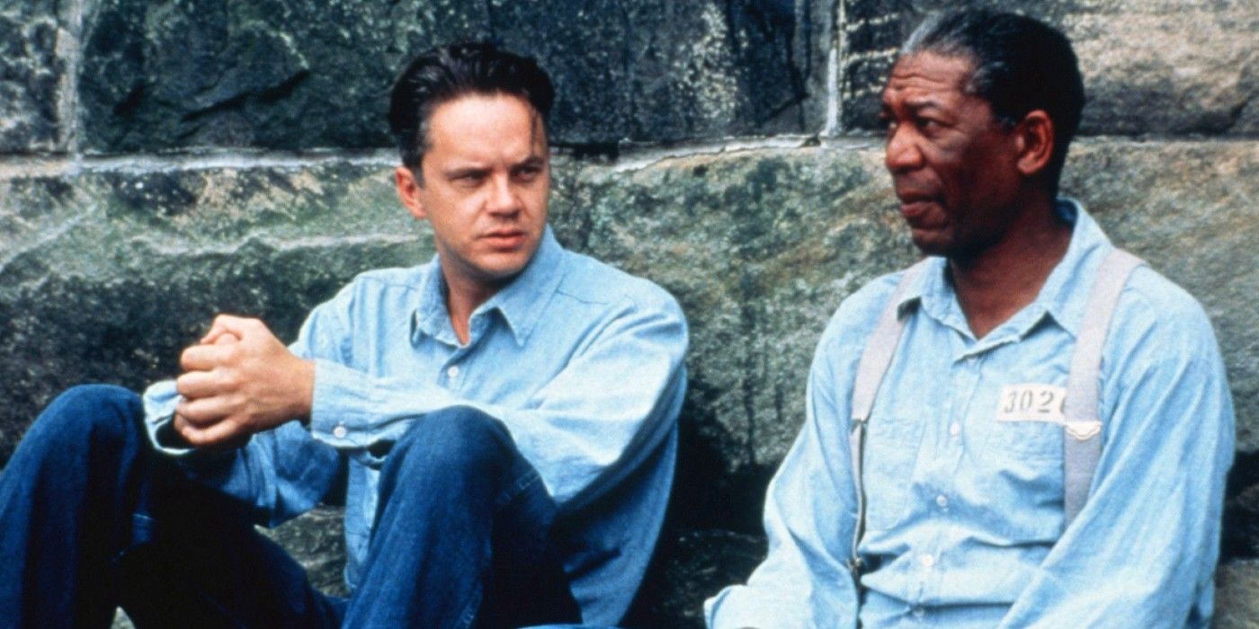 Andy and Red sit down and talk in The Shawshank Redemption.