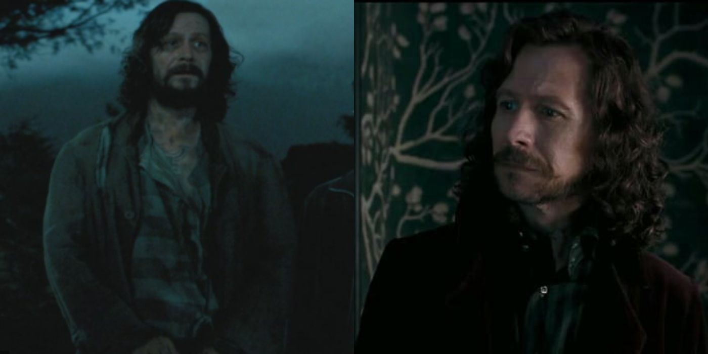 Sirius Black in Prisoner of Azkaban next to image of Sirius in Grimmauld Place