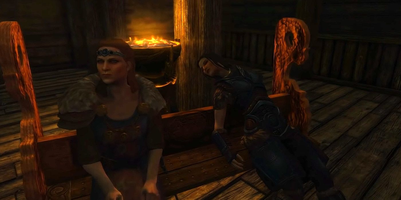 A dead follower shows up at a wedding in Skyrim.