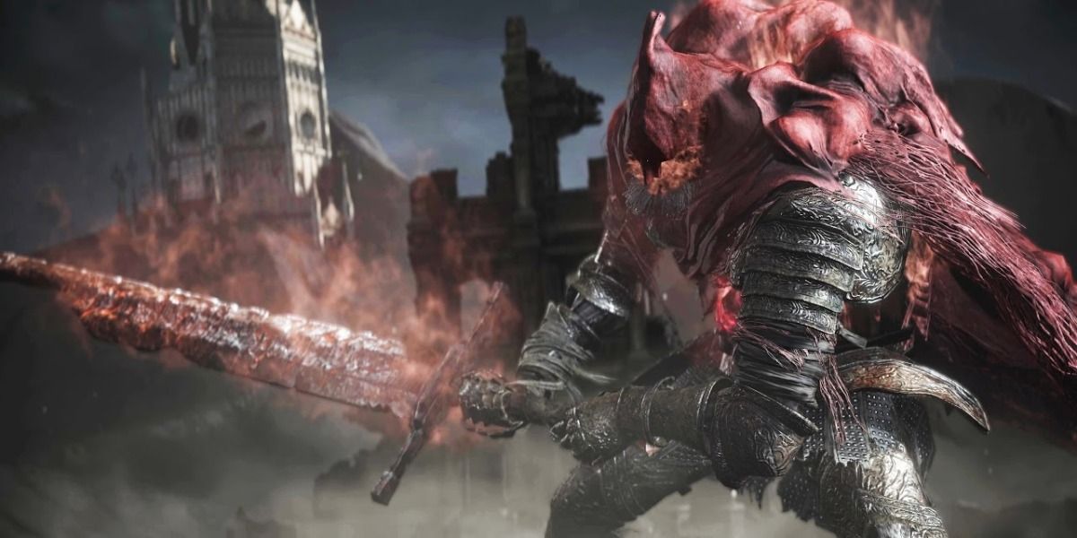 Slave Knight Gael in the Ringed City DLC for Dark Souls 3.