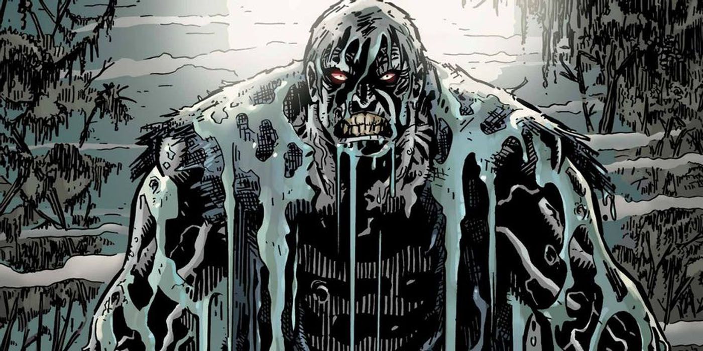 Solomon Grundy coming out of a swamp.