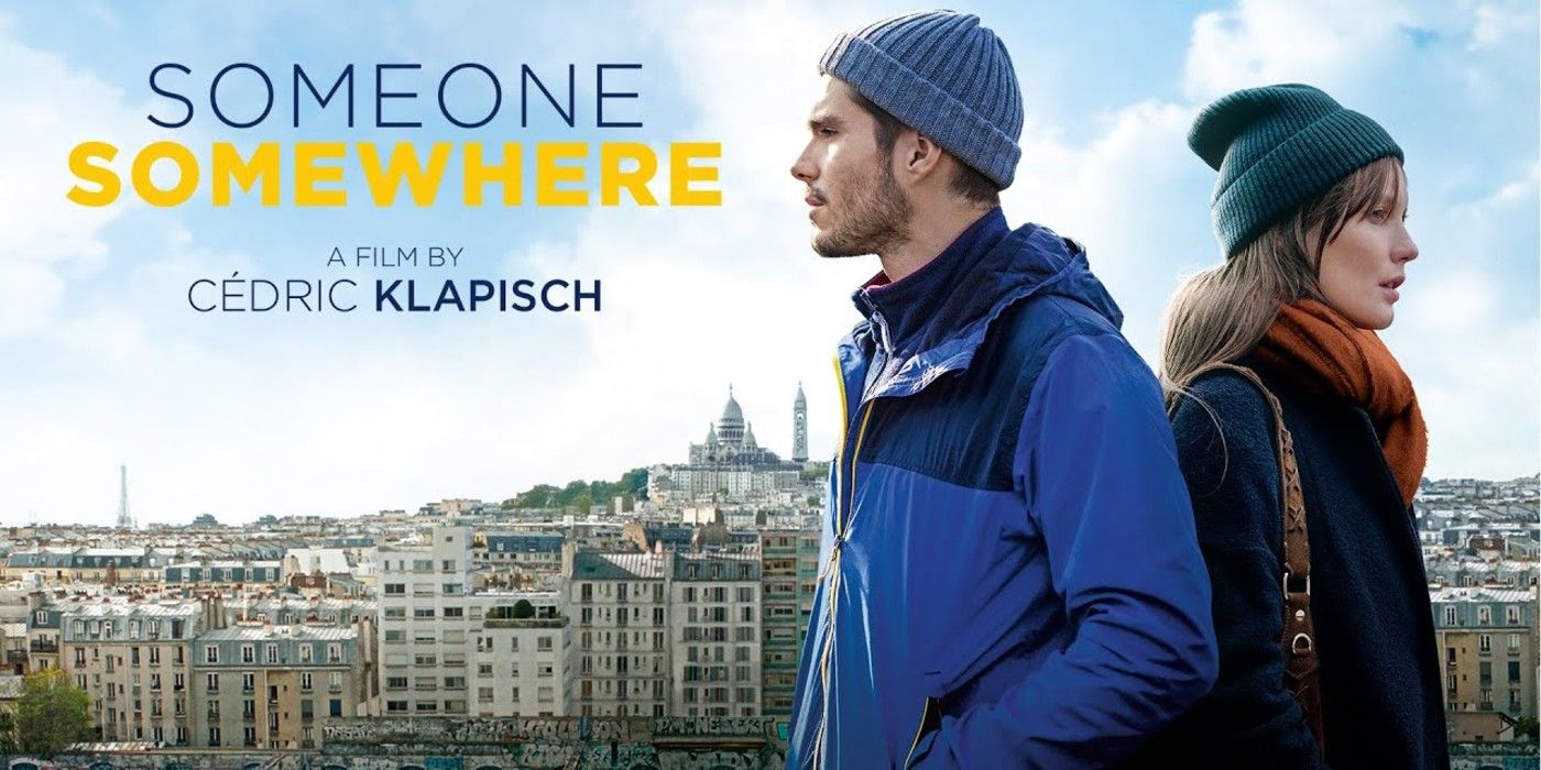 The Poster for Someone Somewhere featuring a couple overlooking a city