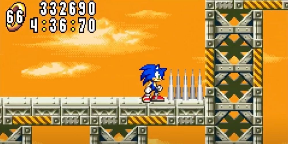 Sonic the Hedghog negotiates a level in Sonic Advance