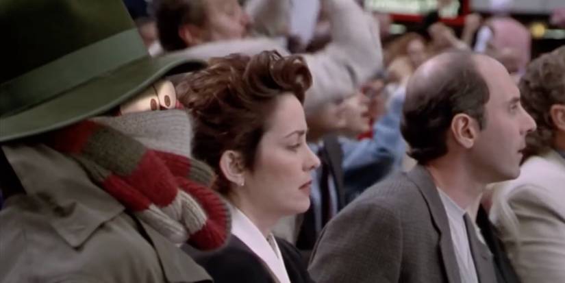 Aliens wearing Doctor Who costume watching basketball game in Space Jam