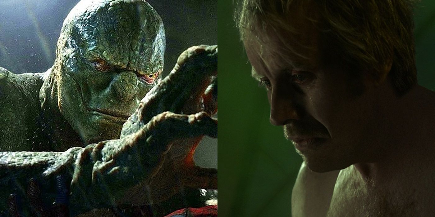 Split image of the Lizard from Spider-Man