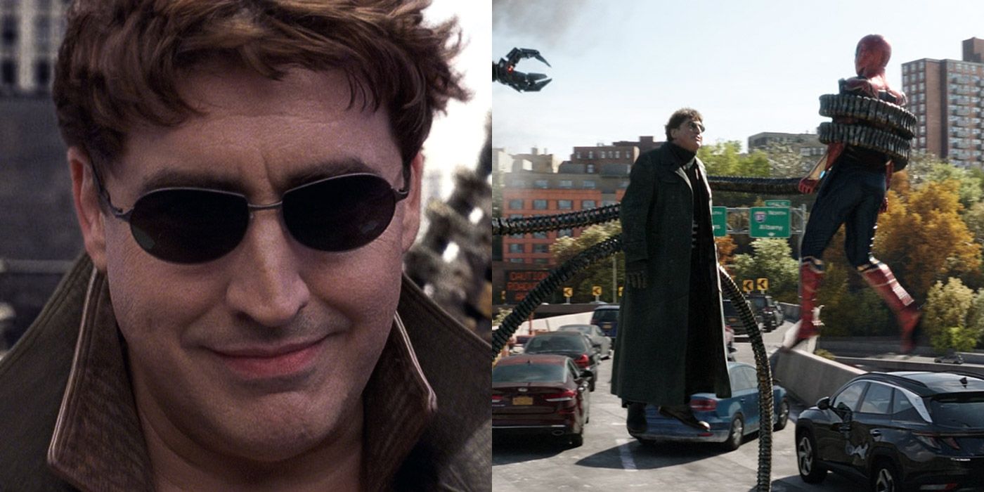 Split image of Doctor Octopus from Spider-Man