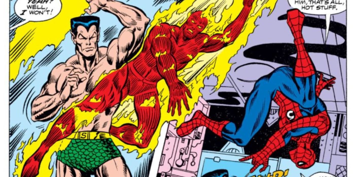 Spider-Man fights Namor as member of Fantastic Four in Marvel Comics