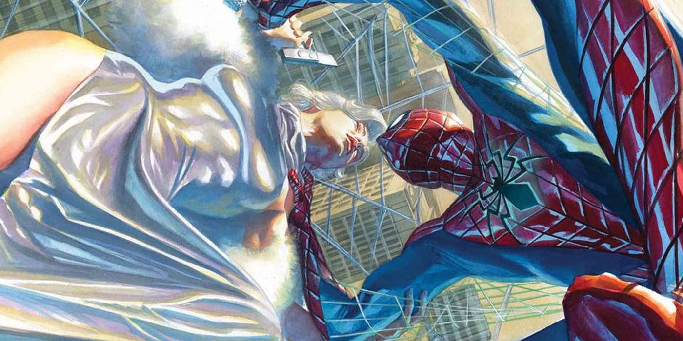 Spider-Man kissing Silver Sable.