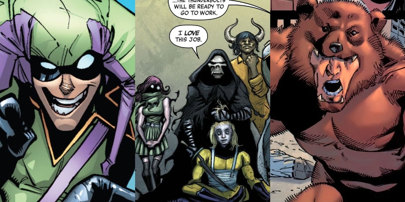 Split Image of Jester, Kingpins Thunderbolts and Grizzly for Marvel Thunderbolts Feature