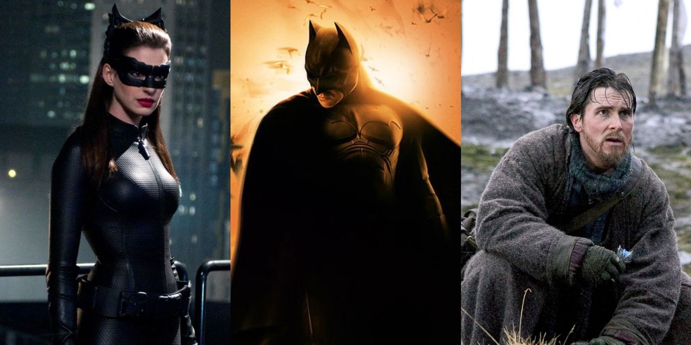 Split image of Catwoman, Batman and Bruce Wayne feature