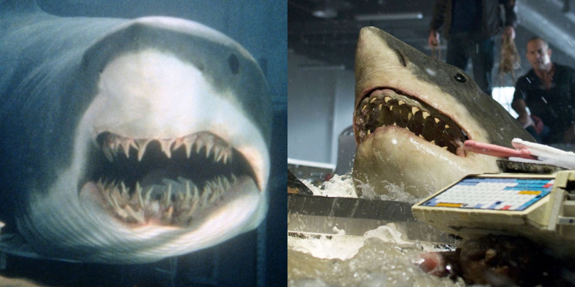 Split image of the shark from Deep Blue Sea and Bait