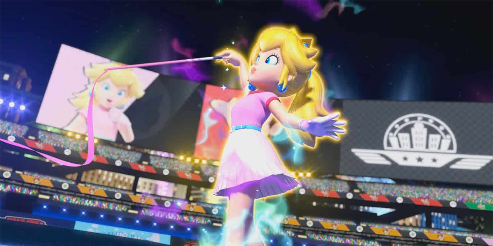 Peach using a magic wand in Mario Golf's Golf Adventure