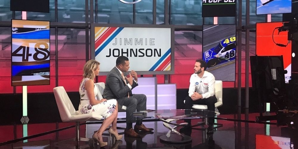 The hosts of Sports Center interview Jimmie Johnson