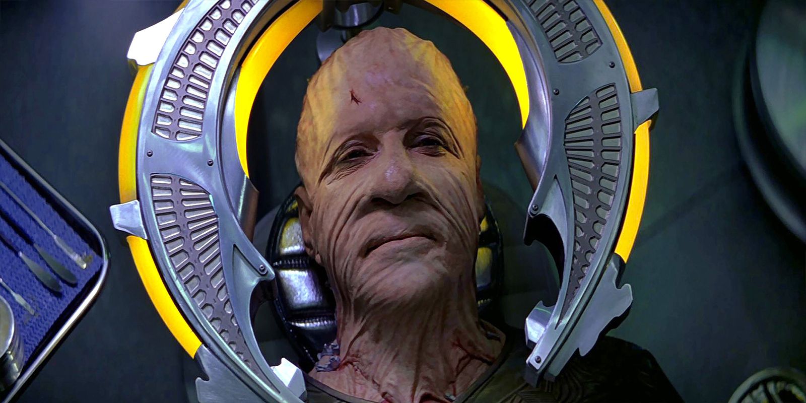 The Son'a leader, Ru'afo, gets a face-lift in Star Trek: Insurrection. 