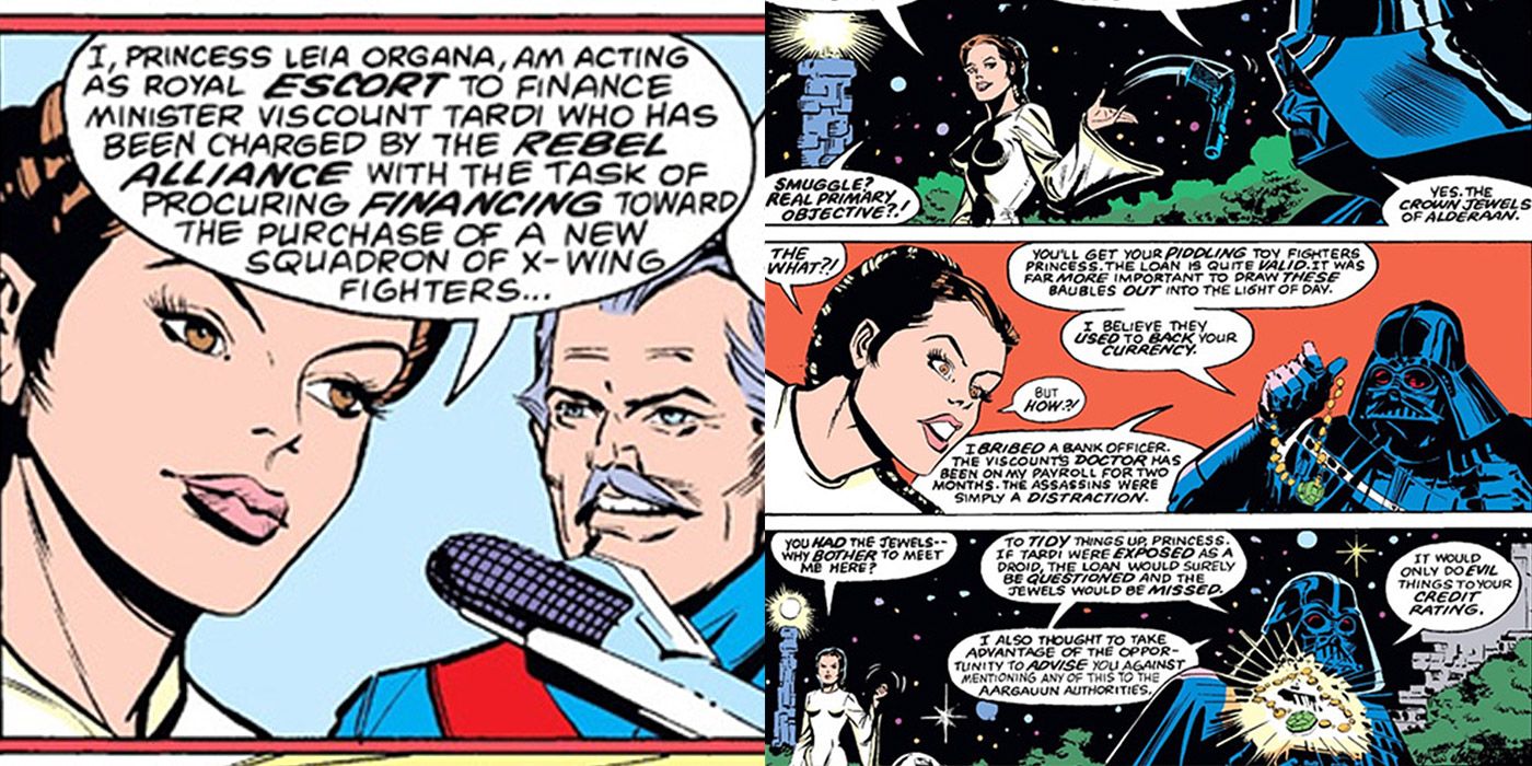 Darth Vader threatens to ruin Leia's credit rating in a Marvel Star Wars comic