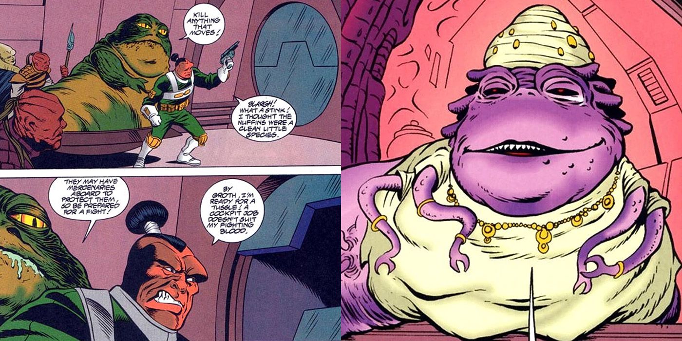 Jabba the Hutt is almost eaten by a slug-like Princess in a Star Wars comic
