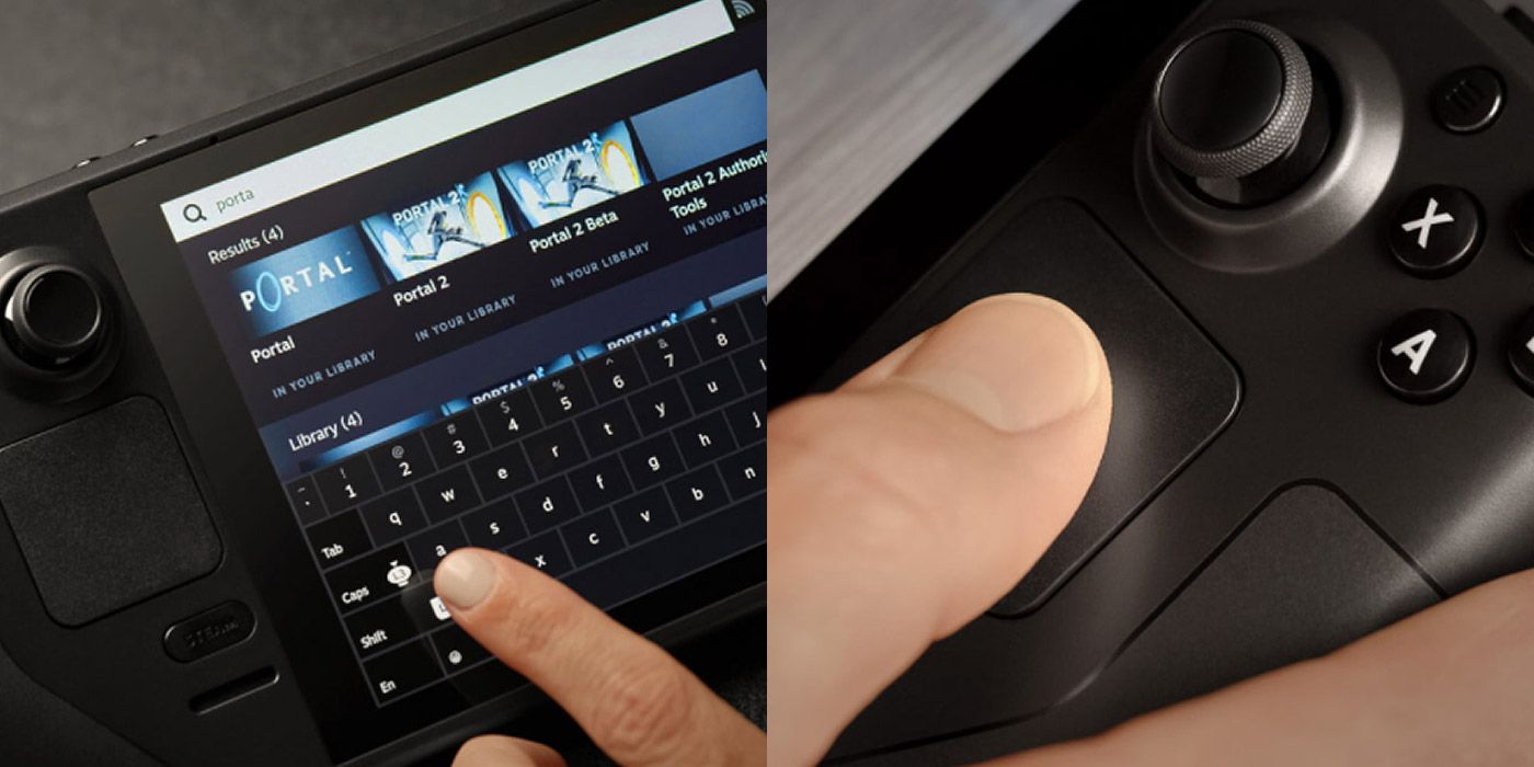 Split image of the Steam Deck's touch screen and touch pads 