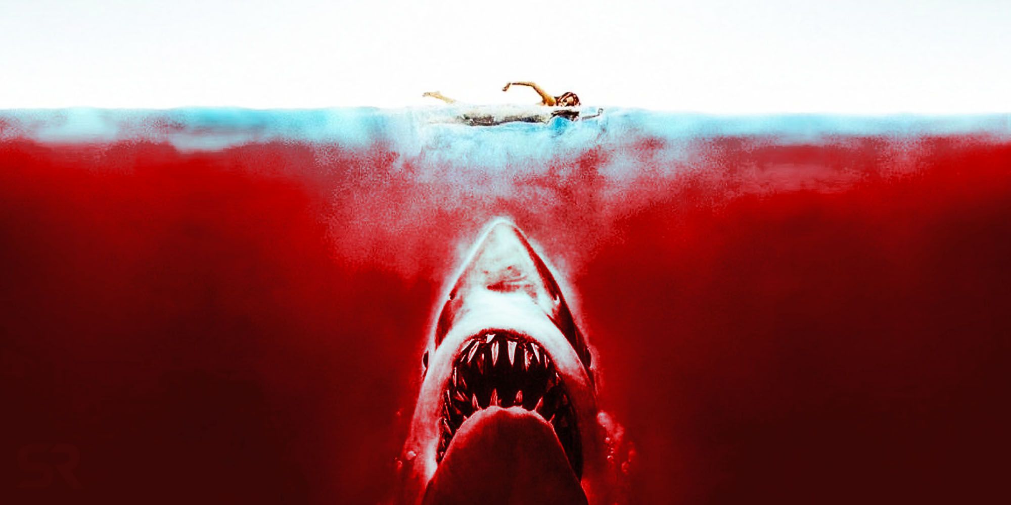 Jaws swims in a sea of blood.