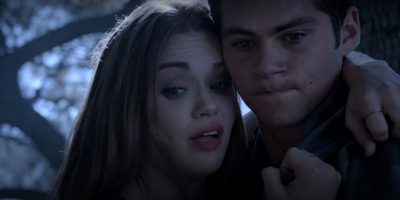 Stiles and Lydia hug on Teen Wolf