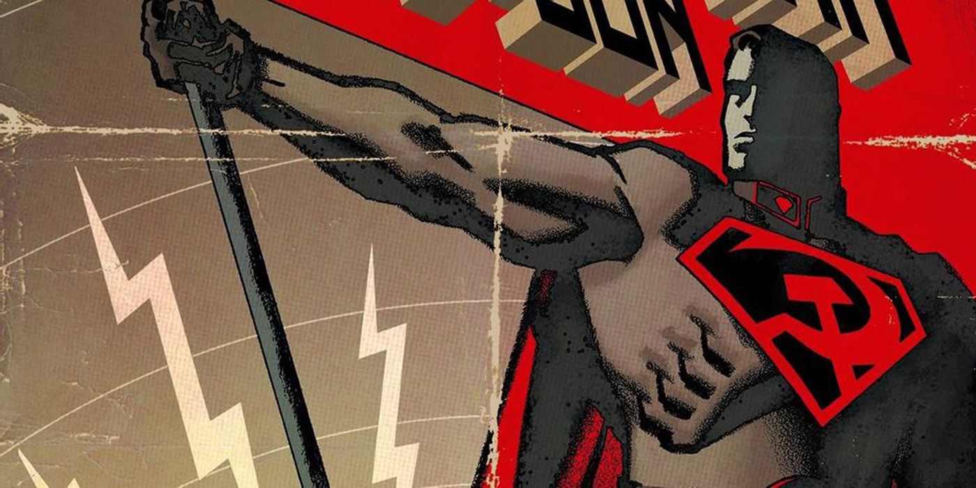 Supman stands wearing a Russian symbol in Superman Red Son
