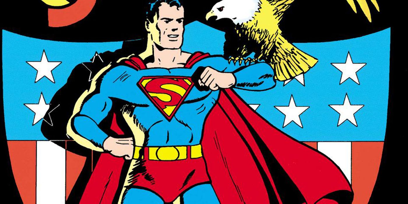 Superman with an eagle on his arm.