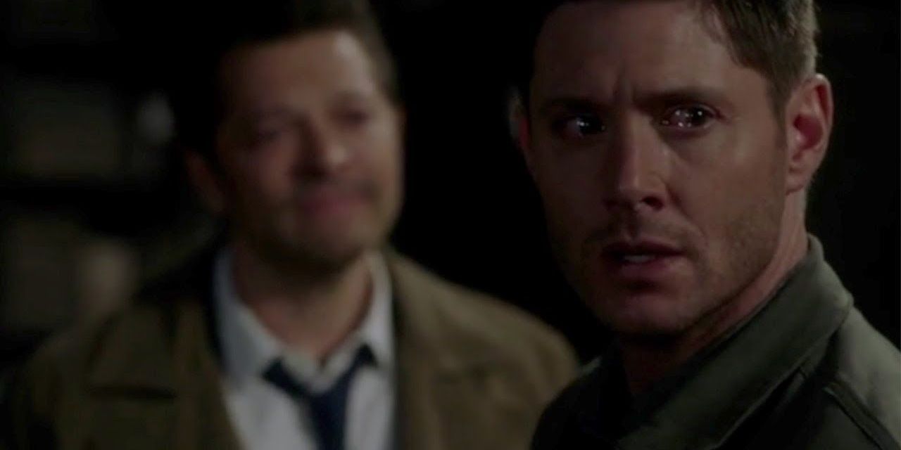 Dean cries while Castiel watches him in Supernatural