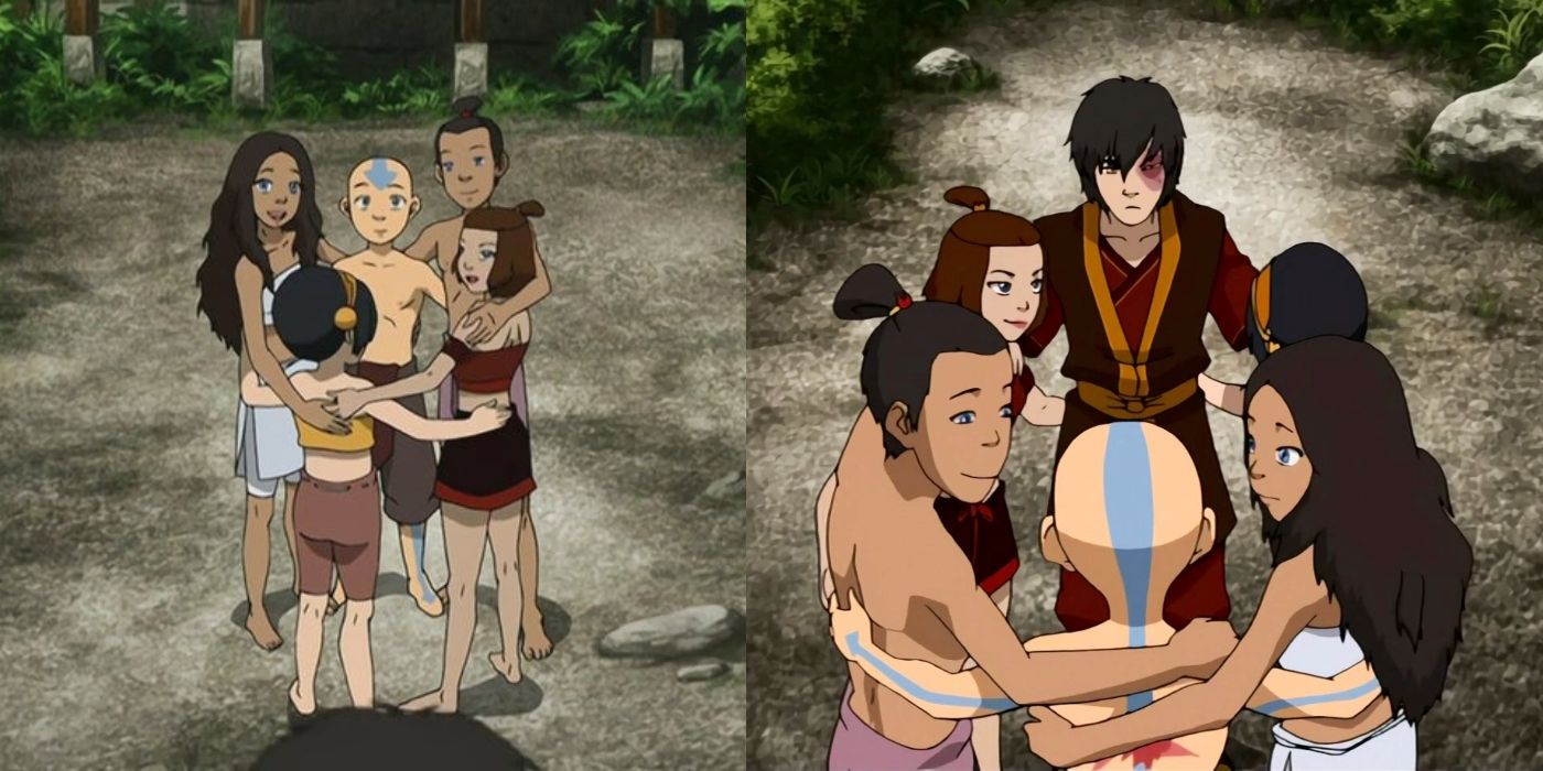 Team Avatar's first group hug with Zuko