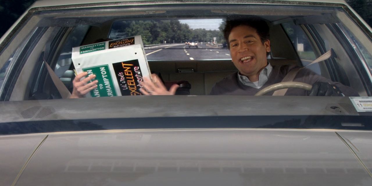 Ted gives Lily a binder in the car in How I Met Your Mother.