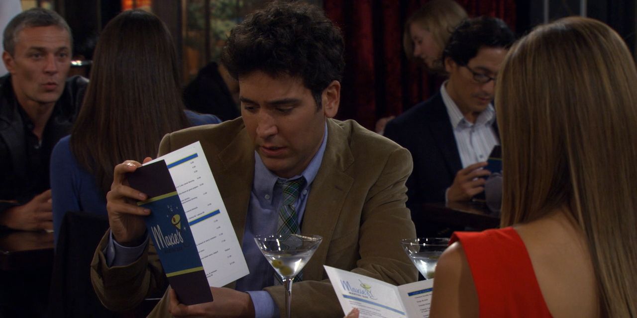 Ted holding up a menu in How I Met Your Mother.