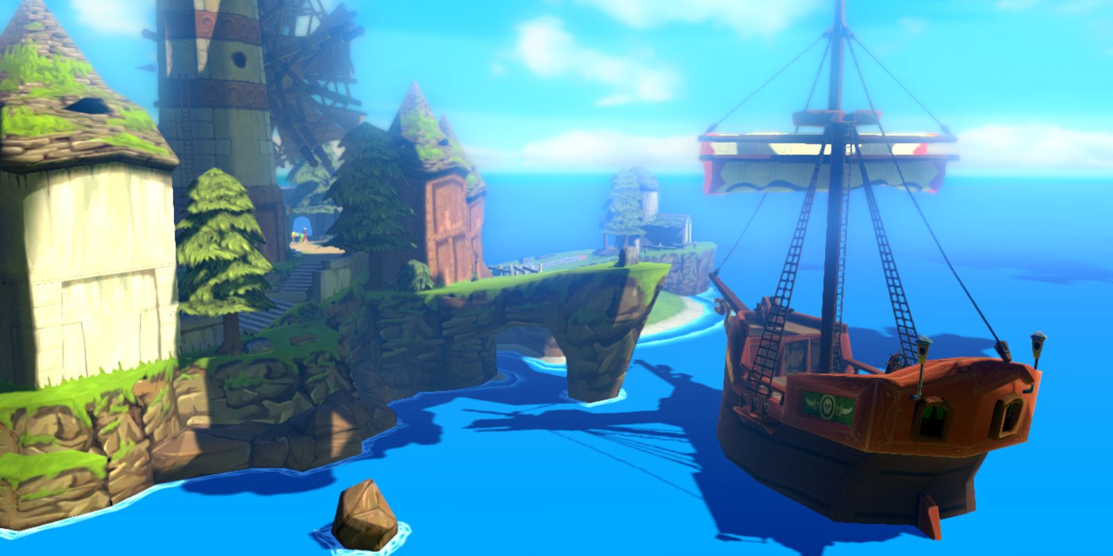 Tetra's pirate ship at Windfall Island in The Legend Of Zelda: The Wind Waker HD