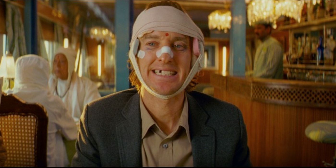 A heavily bruised Francis smiles in The Darjeeling Limited