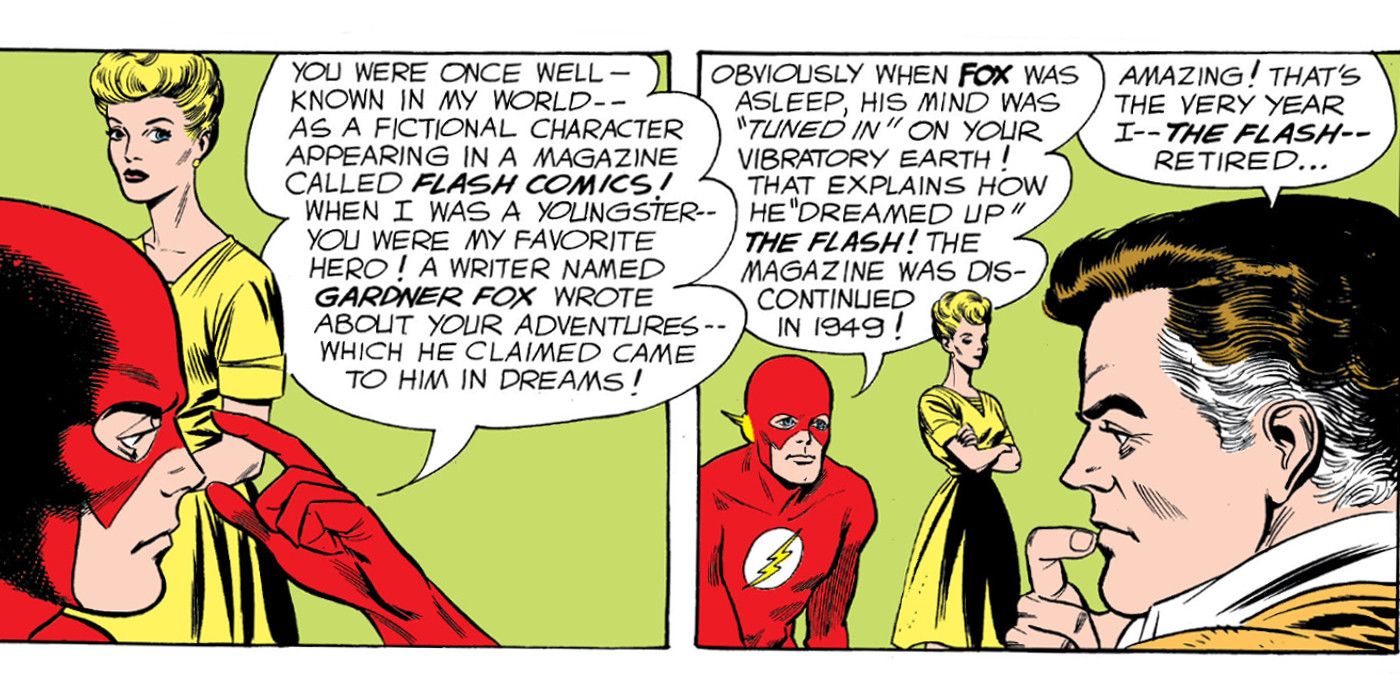 The Flash of Two Worlds Jay Garrick Barry Allen Discuss Comics on Earth-1