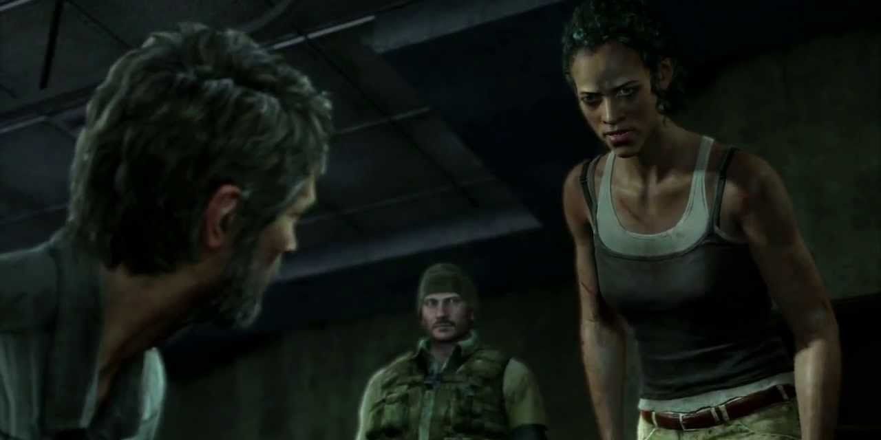 Marlene talks down to Joel on the ground in The Last of Us