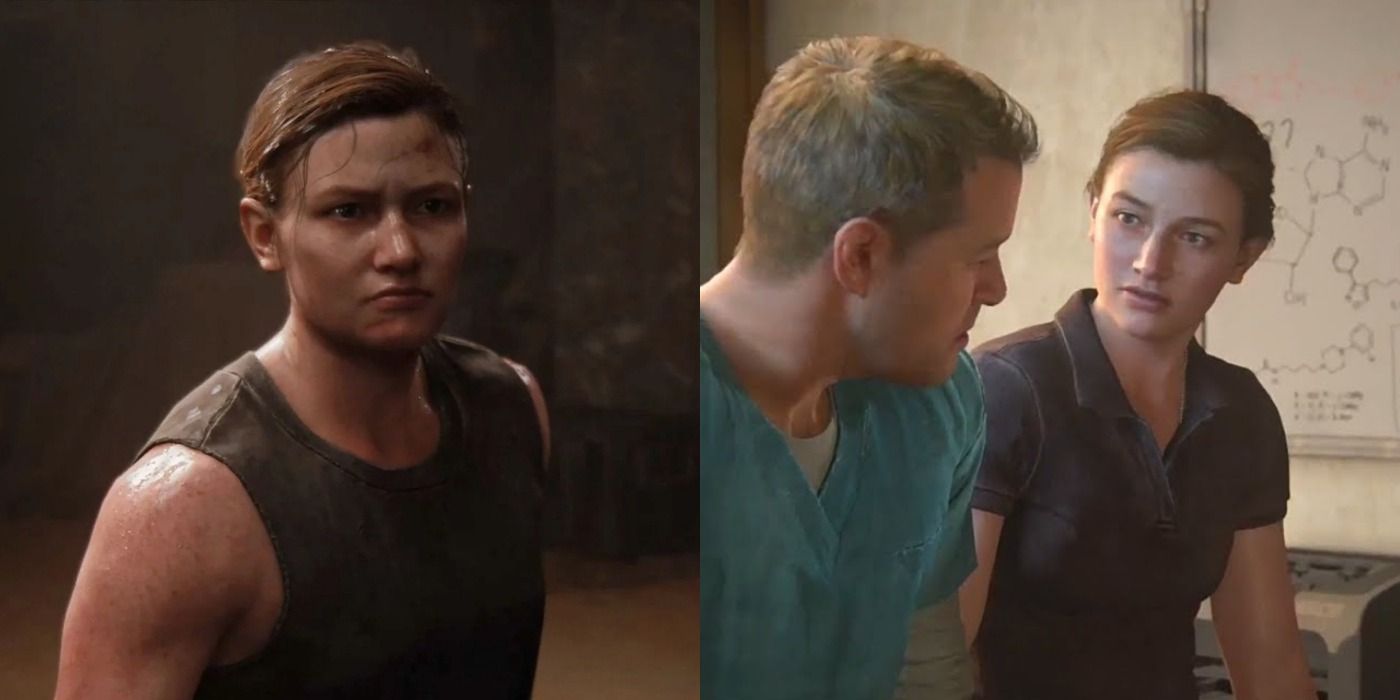 Two side by side images of Abby from The Last of Us