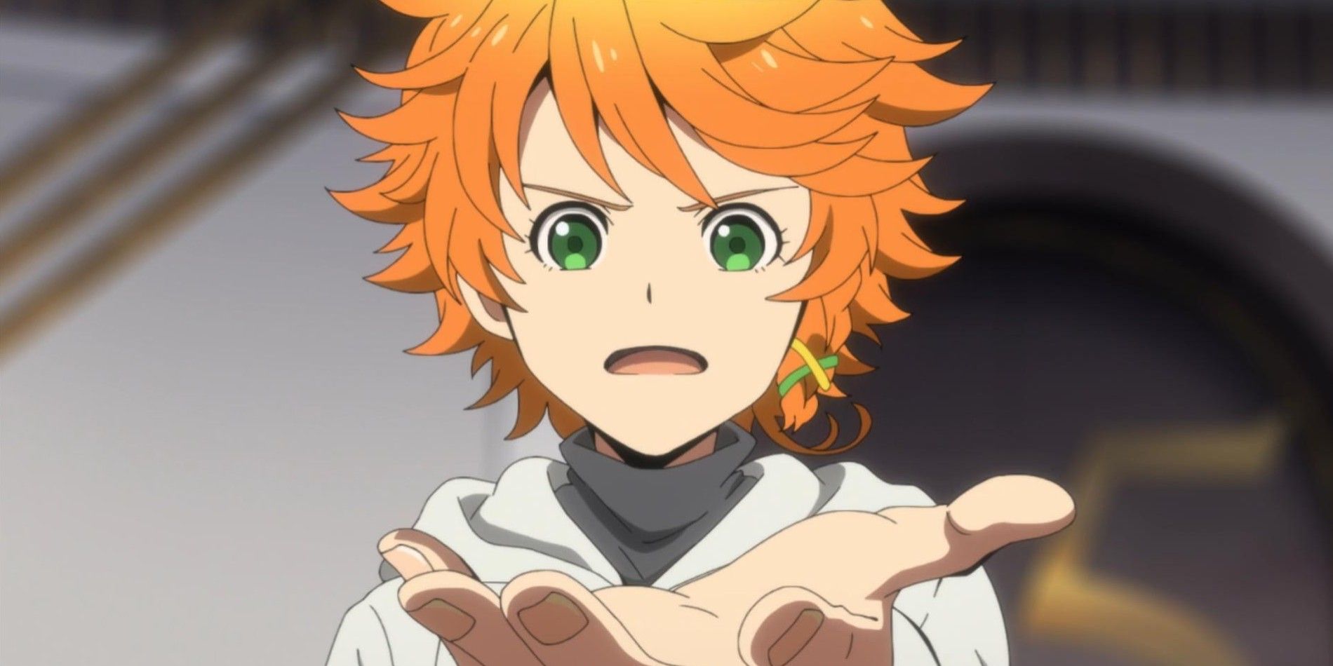 The Promised Neverland central character holding out a hand