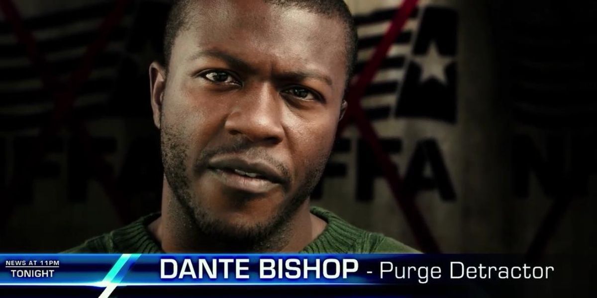 Dante Bishop in a news program in The Purge Election Year