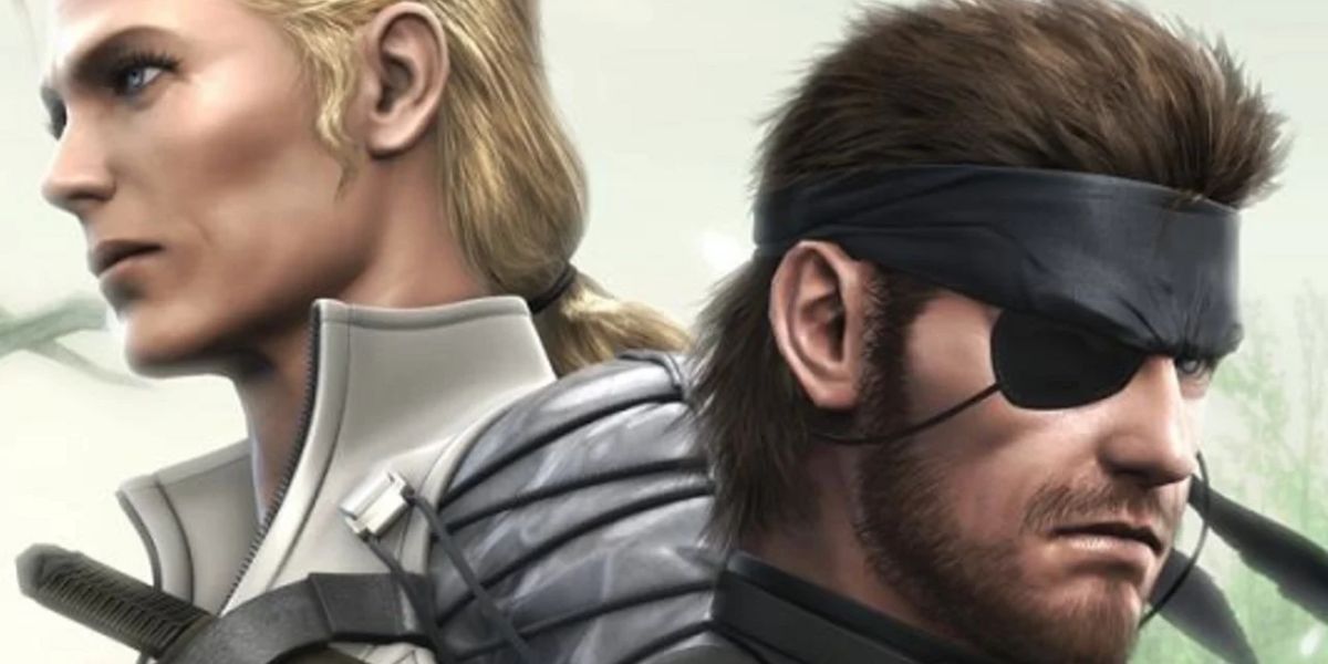 A promotional render of The Bos and Naked Snake in Metal Gear Solid.
